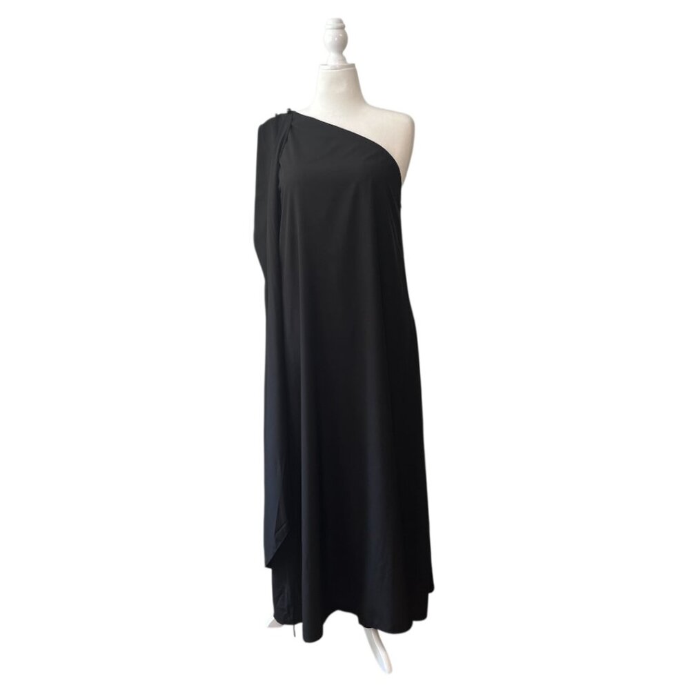 Black One-Shoulder Beaded Maxi Dress w/ Cloak Sleeve – Size XL (NWOT) – GWP